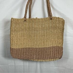 Sisal Raffia Color Block Boxy Straw‎ Beach Tote Bag